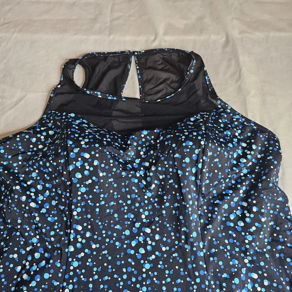 Swim 365 Curvedream Polka Dot Print Asymmetric High Neck Tankini sz24 Coastal